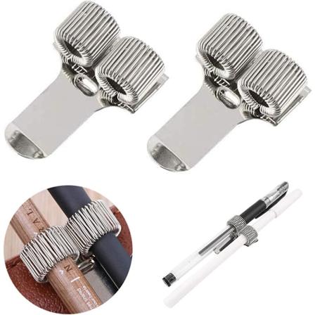 Pennesett i rustfritt stål med klips, 6 stk. Penneklips, pennholder med klips, metallpennholder, notatbokpennholder, todelt for sykepleiere