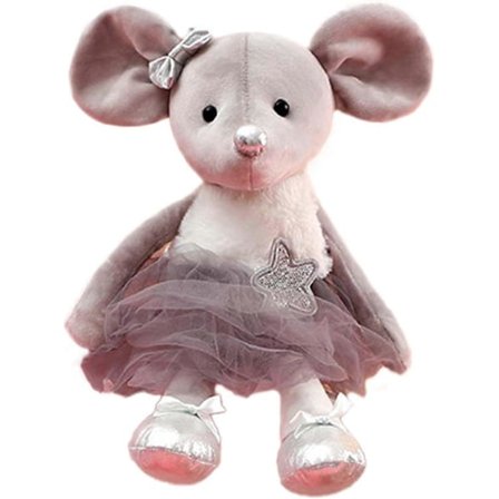 Mjukis Mus Gosedjur Leksaker Ballerina Dockor Balett Dansuppvisning Presenter till Flickor 39 cm (Grå)