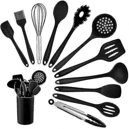 Køkkenredskabssæt, 12 Dele Madlavningsredskaber, Silikone Køkkenredskabssæt