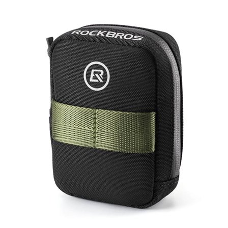 Rockbros Mini Saddle Bag med CO2-patronholder - svart/grønn