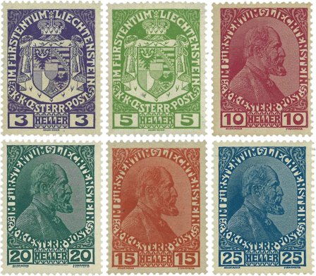 Liechtenstein 1917 - MICHEL 4/9 - Ubrugt