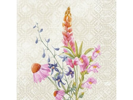 DUNI Servett Floret 3-lags 33x33cm 50/fp - Lyreco - Kök och servering - Servetter och dukar - Servett - 3-lagers