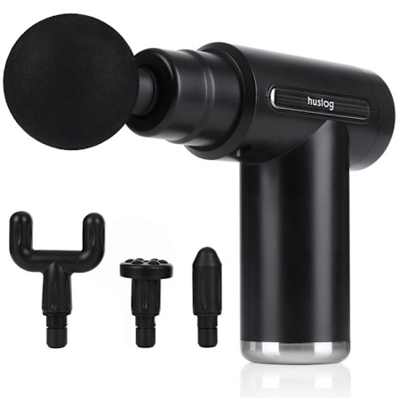 Huslog Laddningsbar Muskelmassager med 4 Massagehuvuden, Professionell Mini Massagepistol