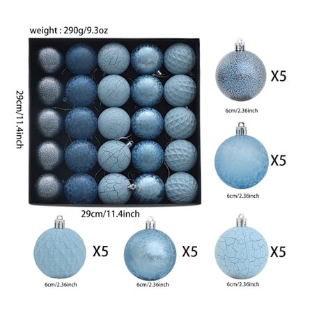 25 stk. julekuler 6 cm plastkulepynt (marineblå)