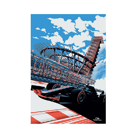 Zoom US Grand Prix 2019 Formel 1 Poster 40cm x 30cm Blå/Röd/Vit