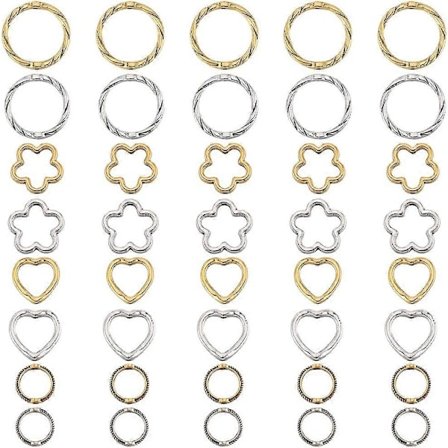 1 Ask 96 st Hollow Flower Bead Frame Charm Guld Legering Runda Pärlor Ram Sliver Bulk Tibetansk Metall Hjärta Distans Pärlor Ramar för 