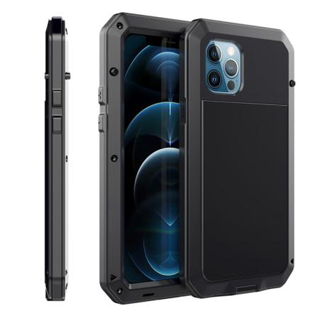 TG iPhone 12 Mini - Robust HEAVY DUTY Skal i Aluminium Sort