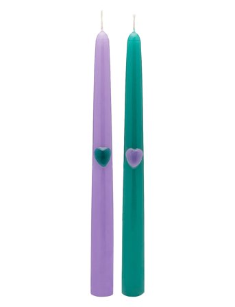 Anna + Nina | Tough Love Green/Purple Candle Set Of 2 | L26CM