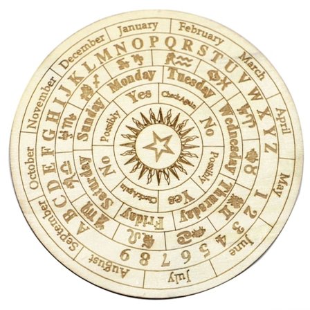 Træ Divination Pendulbræt Med Stjerne Sol Udskåret Astrologi Vandring Metafysisk Besked Rund Plade Heksekunst Værktøj