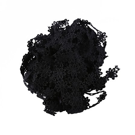 Svart kant spets trim ögletyg för DIY hantverk dressing halsband gör (2#)