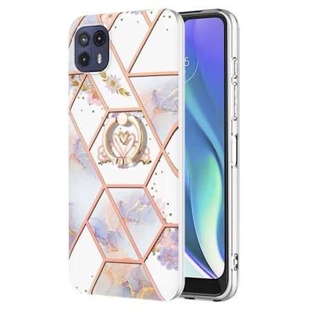 Marble Patterned Suojakuori With Ring Holder For Motorola Moto G50 5G - Kruunu