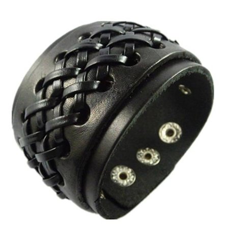 Miesten nahkainen ranneke, nahkaranneke käsintehty koru (musta)