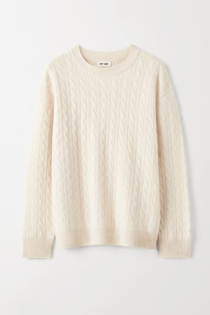Soft Goat - Men's Cable Knit - S - Feather White