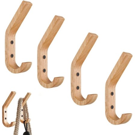 4-osainen seinälle kiinnitettävä vaateripustin, puinen pyyheteline, kylpyhuone, puinen H