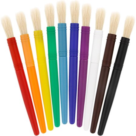 10 Dele Stort Rundt Farvepenselsæt til Børn - Begynder Kunstnerpenselsæt