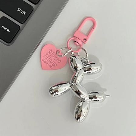 Ballonghund nyckelring för par Punk kvinnliga tillbehör Key Rin Pink