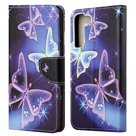 Wonderland Samsung Galaxy S22 Flip Suojakotelo - Sparkling Butterflies