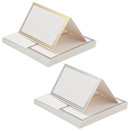 Bordkort, udsøgte teltkort med guldfolie-kant til visitkort, siddekort, ekstra tykt papir sikrer holdbarhed og elegance