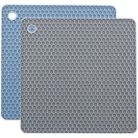 2 stk. Grydelapper til varme gryder Køkkenbordplade Silikone Måtter Isolering Silikone Grydemåtter Skridsikre Bordmåtter