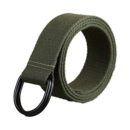 Justerbart belte for aktive livsstiler, lerretbelte uten hull med solid legeringsmetallspenne, pustende lerretstoff med dobbel D-ringspenne