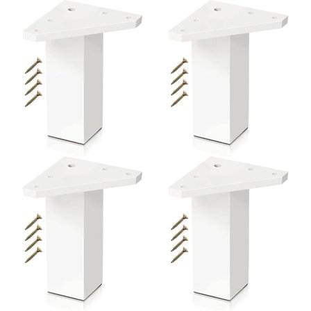 Vita Möbelben - Set om 4, Skruvar Ingår - Höjd: 10 cm - DIY Bordsben