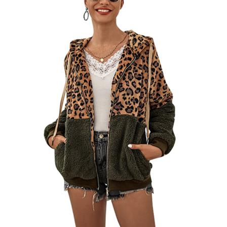Print Tröja Med Leopardtryck För Damer Med Jacka