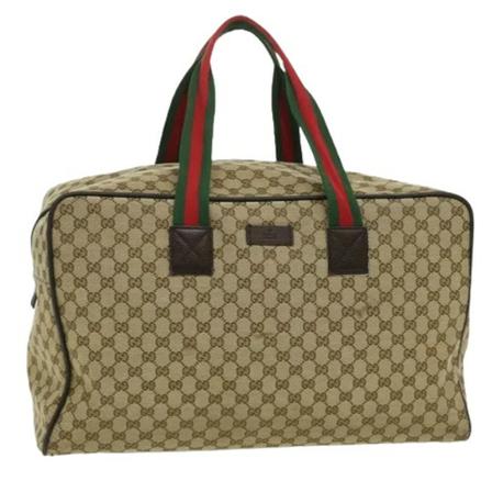 Gucci Vintage, Pre-owned Canvas travel-bags Beige, Dames, Maat:ONE Size,leer