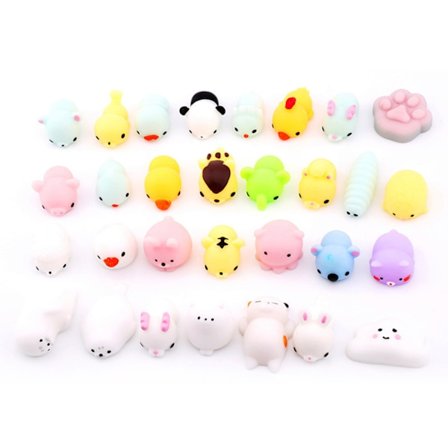 50 stk Mini Stress Relief Squeeze Leker Fargerike Høy Elastisitet Myke Fidget Sensoriske Dyrleker