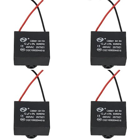 CBB61 Generator Kondensator, 450V AC 50/60HZ 12uF Generator Kondensator, 12uF Motorkondensator til Lille Motorudstyr og Loftventilator (4 stk) af STAR