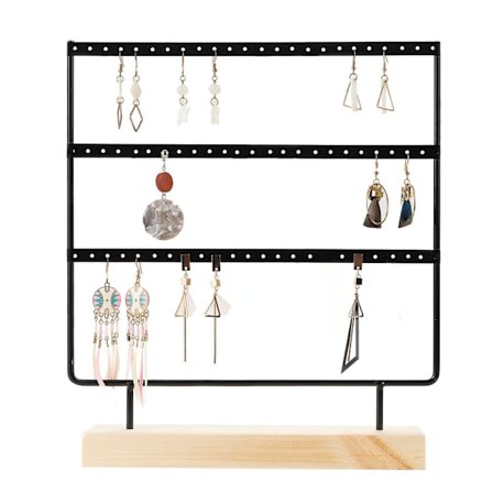 Smykkestativ, øredobbeholder, øredobbeorganisator, smykkeorganisator, smykkeoppbevaring med solid metall (svart)
