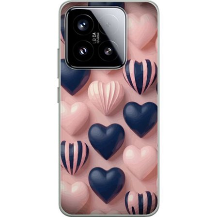 Kompatibelt Mobildeksel til Xiaomi 15 Myke tredimensjonale hjerter i rosa og marineblå toner i et romantisk mønster