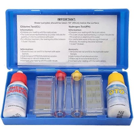 Vandkvalitetstestkit - 1 Sæt PH Klor Hydrotool Testkit Tilbehør til Pool og Spa Behandling - Måler PH, Alkalinitet og Klor