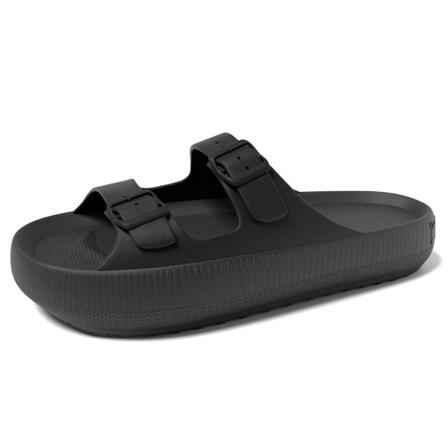 Tjock sula dam sandaler med dubbelt spänne pool gym dusch snabbtorkande tofflor med öppen tå inomhusskor Black 40-41