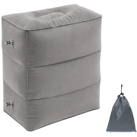 Grå Uppblåsbar fotpall för resan, kontor, hem ...