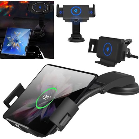 2025 Senaste Modell Trådlös Billaddare Klämma Kompatibel för iPhone 16/15/14 Serien, Samsung Galaxy Z Fold 7/6/5/4/3/2, Z Fold, 4.4-8 tum