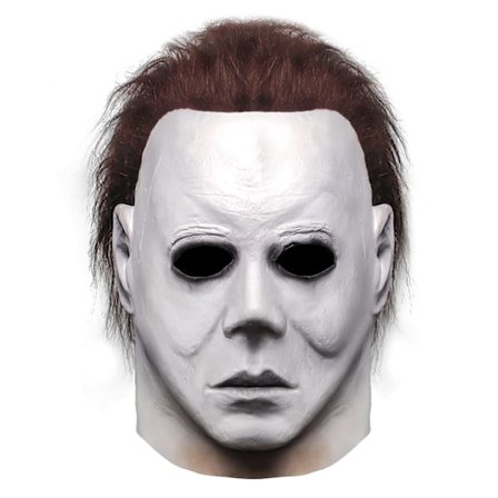 Halloween Michael Myers Mask, Horror Horror Hit Movie Game Face Headdress with Hair Full Head Mask Costume