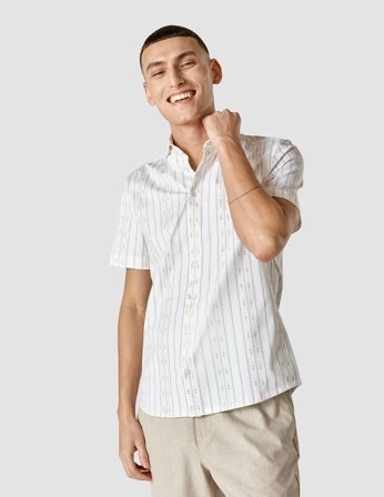 Shaping New Tomorrow - Classic Short-Sleeved Shirt - Earth Stripe - Herre - Størrelse XXXL