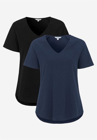 Cellbes of Sweden - Trikåtopp med raglanärm Alex 2-pack - marin + svart - för damer - 58/60