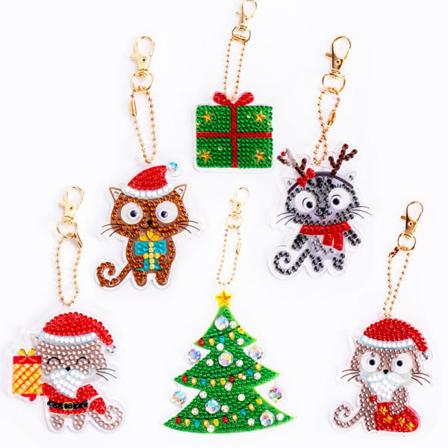 16d Iy Diamantmaleri Nøglering Børn Og Voksne Jul Diy Fuld Bor Rhinestone Mosaik Form Diamant Kunst Maleri Nøglering Vedhæng Taske Dekorati