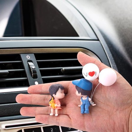 Sødt bilinstrumentbræt pynt, dejlig bilindretning mini par figurer instrumentbræt pynt tegneserie ornament bil tilbehør