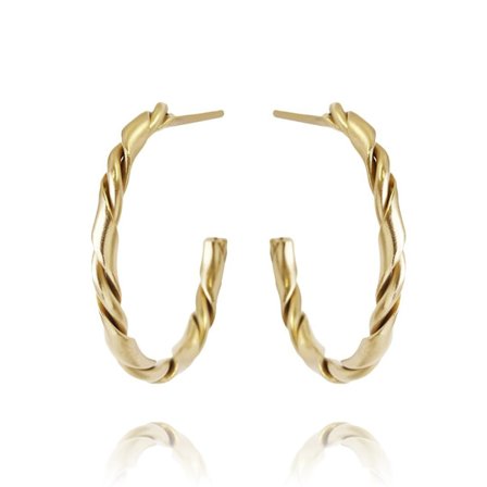 Blanka Tvinnade Hoop Guld Örhängen i Stål - 14K Guldpläterade