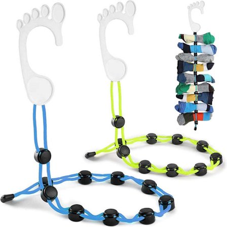 Hängande väska strumpor förvaring - Hängande utan borrning - Hängande förvaring - arrangör - Retraktil klädstreck med klädnypor -