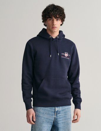 GANT Reg Medium Archive Shield Hoodie - Navy - XXL