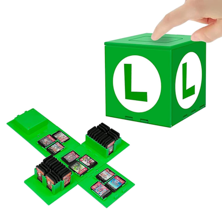 Kompatibel med Nintendo Switch, ekstra stor kapasitet Switch-spillveske, oppgradert 41 spor Switch-spillkort oppbevaringsboks, trykk for å folde ut 