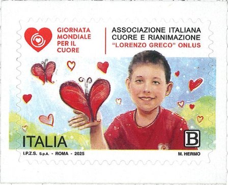 Italien - Verdensdag for Hjertet, dedikeret til Lorenzo Greco - Postfrisk frimærke