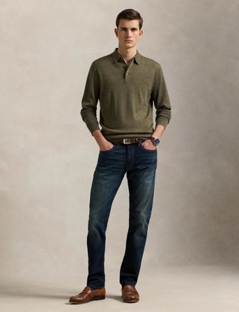 Polo Ralph Lauren Wool Polo-Collar Sweater - Khaki green - S