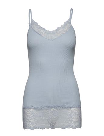 Organic Strap Top W/ Lace Top Ærmeløs Top Blå Rosemunde