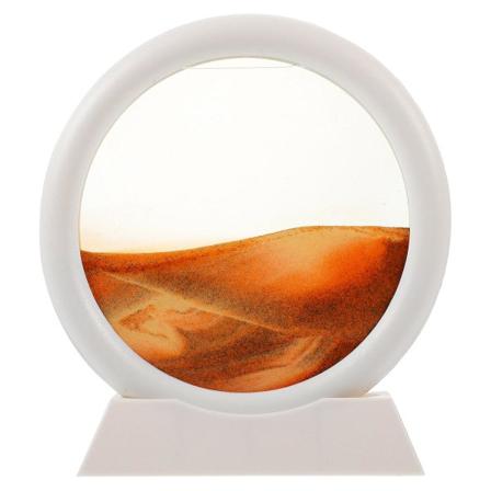 Bevegelig Sandkunstbilde 3D Dynamisk Rund Sandkunst Naturlig Sandmaleri Sandlandskap for Hjem Kontor Gul Gul 16X15CM
