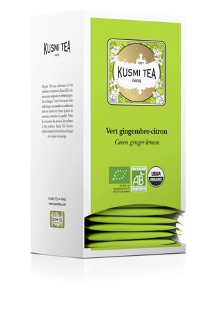 KUSMI Te Eko Green ginger-lemon 25/fp - Lyreco - Kök och servering - Kaffe och te - Te