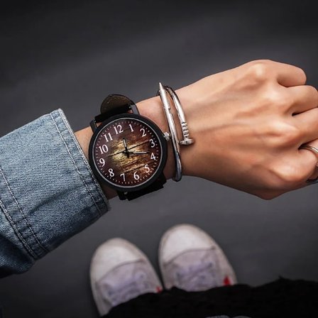 Fashionabla avslappnade steampunk-klockor för män Brunt läderarmband Kvartsarmbandsur Man Trämönstrad klocka Drop Reloj Hombre 2021